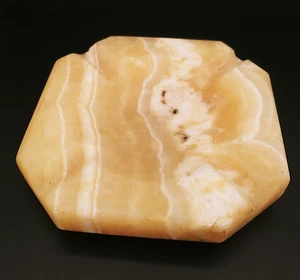 Cenicero octágono vintage egipcio de piedra de alabastro hecho a mano de 4" - Imagen 1 de 5