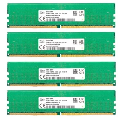 New Hynix DDR5 64GB (4X16GB) 4800MHz PC5-38400 1RX8 UDIMM Memory Ram HMCG78MEBUA - Image 1 of 4