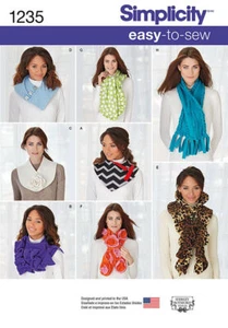 B137 SIMPLICITY 1235: EASY 2 SEW SCARVES SEWING PATTERN - Picture 1 of 3