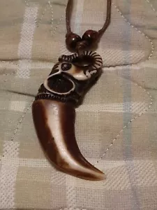 Dije Colgante Cuerno de Elefante Marrón/Cuerda Collar Ajustable #3 - Imagen 1 de 3