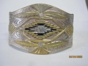 Montana Silversmiths Southwest Cuff Bracelet Silver Plate w Gold Plate - Picture 1 of 3
