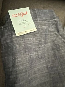 NWT Cat & Jack Boys 14 Straight Blue Pants Trousers - Picture 1 of 2