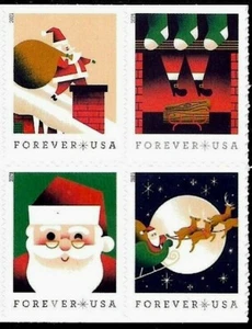 A VISIT FROM ST. NICK FOREVER STAMPS FOR CHRISTMAS CARDS US BLOCK SET #5644-5677 - Picture 1 of 2