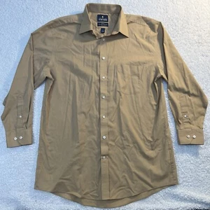 Stafford Travel Easy Care Broadcloth Shirt Mens Long Sleeve Button Up Beige L - Picture 1 of 8