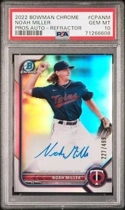 2022 Bowman Chrome Prospect Autographs Noah Miller Pros.Auto-Refractor PSA 10 - Picture 1 of 2