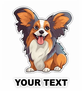 Set of 2 Papillon Dog Decal Stickers with Free Custom Text - Bild 1 von 5