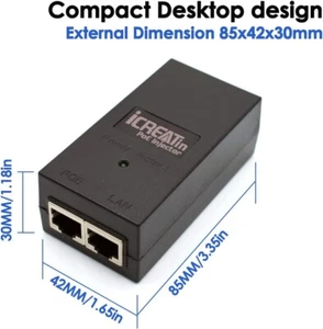 Gigabit PoE+ Injector, 30W POE Power Adapter, IEEE802.3af & 802.3at Compliant - Picture 1 of 4