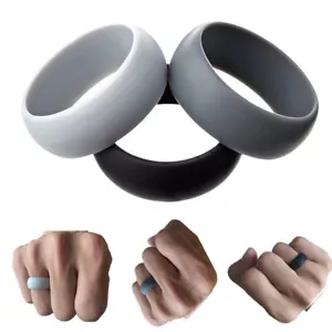 3 Pack Silicone Wedding Engagement Ring for Men Women Rubber Band Gym Sports NEW - Picture 1 of 11