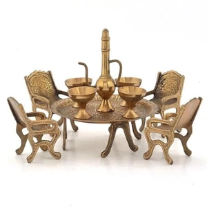 Lujoso Juego de Mesa de Comedor Real de Latón Hecho a Mano - Opulenta Silla Maharajá - Imagen 1 de 6