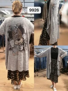 ITALY MODE STRICKJACKE GR 38-46 CARDIGAN MICKEY WEICH JACKE GRAU SOMMERJACKE - Bild 1 von 2