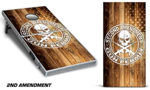 Cornhole Bean Toss Game Corn Hole Vinyl Wrap Decal 2nd Amendment 2-Pack - Picture 1 of 1