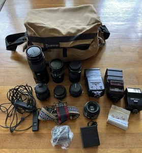 Minolta Camera Equipment Lenses Lot Plus Focus Vivitar Auto Focus lluminator Acc - Picture 1 of 11