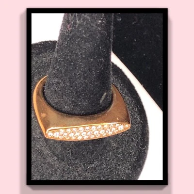 Michael Kors Rose Gold Tone Crystal Single Stack Ring Size 6 - Image 1 of 4