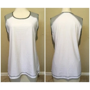 VGC Sofibella Performance Tank Top Sleeveless Shirt WHITE GRAY LARGE MSRP $64 - Picture 1 of 12