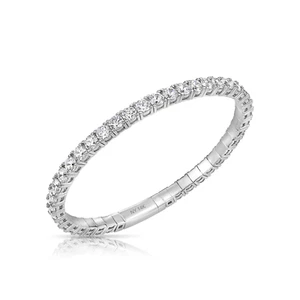 14K Real Solid Gold Round Brilliant Tennis Bangle Bracelet 1.75mm-4mm - Picture 1 of 12