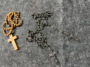 Catholic Religious Rosary Lot of 3 Bakelite Wood Beads Vintage - Picture 1 of 6