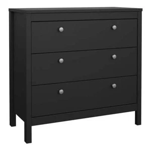 Madrid Chest 3 Drawers in Matt Black - Picture 1 of 13