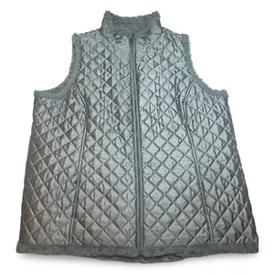 Denim & Co gilet donna reversibile grigio taglia 2X tasche zip anteriore trapuntato - Foto 1 di 4