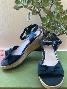 Total Girl Shoes Platform Wedges w/ Blue Ruffles Size 2 - Picture 1 of 11