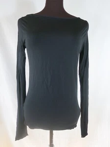 Sarah Pacini Black Long Sleeve Boat Neck Pull Over Top Semi Sheer EU 2 US Small - Picture 1 of 8