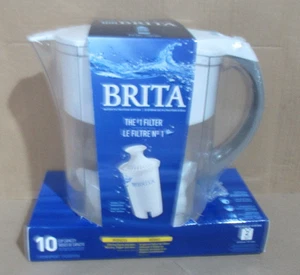 BRITA 35565 WHITE WITH GREY HANDLE 10 CUP FILTER PITCHER - Picture 1 of 12