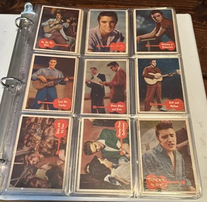 1956 Topps Bubbles Elvis Presley set completo 66 carte collezionabili in fogli con album - Foto 1 di 16