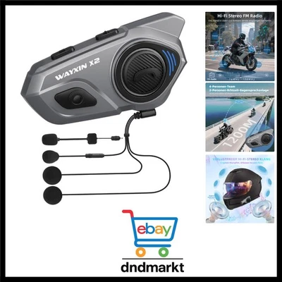 X2 Motorrad Intercom, Integriertem Intercom System, Motorrad Bluetooth Headse... - Bild 1 von 4