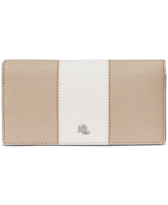 Cartera Lauren Ralph Lauren Crosshatch de cuero delgada con cierre a presión Foto 1 de 3