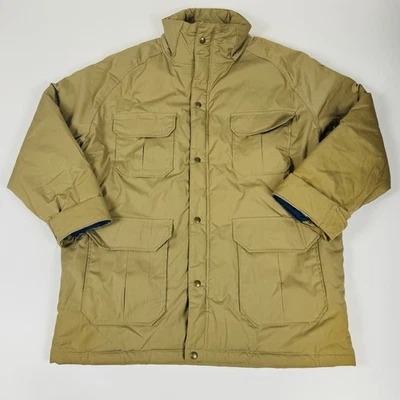 Vintage 1980s Woolrich Thinsulate USA Parka XL Tan Nylon Cotton Duck Jacket Coat - Image 1 of 4