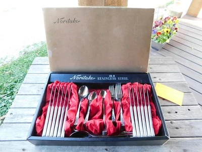 Vintage Noritake 18-8 Stainless Steel ROSETTA 12 Place Setting Flatware *READ* - Image 1 of 4