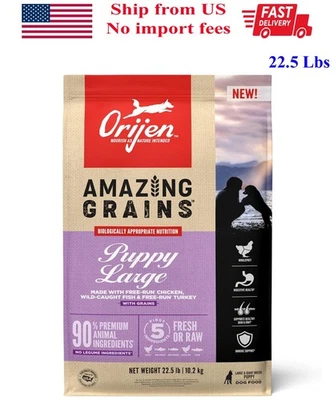 ORIJEN Amazing Grains Puppy Large Breed Dry Dog Food, High Protein, 22.5 lb Bag - Image 1 of 4