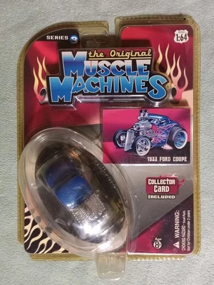 THE ORIGINAL MUSCLE MACHINES SERIES 3 BLUE 1933 FORD COUPE 1:64 SCALE NEW 2007 - Image 1 of 3
