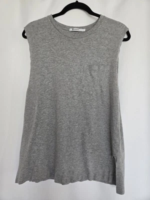 T by Alexander Wang Womens Medium Round Neck Tank Gray Pocket Minimalist Capsule - Image 1 of 4