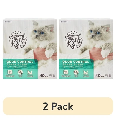 (pacote com 2) Ninhada de gato aglomerada apertada, aroma fresco, 40 lb - Imagem 1 de 4
