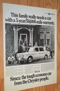 1967 SIMCA ORIGINAL LARGE VINTAGE ADVERTISEMENT PRINT AD 67 - Picture 1 of 1