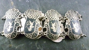 Pulsera Siam bailarina del templo en pavo real plata de ley 925 - Imagen 1 de 6