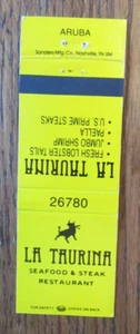 BULLFIGHTING MATCHBOOK COVER: LA TAURINA ARUBA EMPTY MATCHCOVER -D21 - Picture 1 of 1
