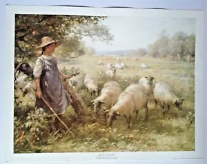 Vintage Poster Print Blacklock Art Landscape THE SHEPHERDS DAUGHTER Sheep Farm - Picture 1 of 5