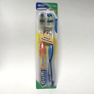 GUM Supreme Toothbrush, Medium Bristles #1396, 2 Pack | Advanced Plaque Removal - Picture 1 of 2