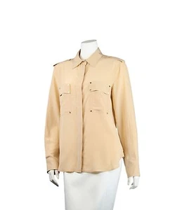 NWT TOM FORD Cream Beige Button Up Silk Blouse Top - Retail $1,950 - Size US 10 - Picture 1 of 7