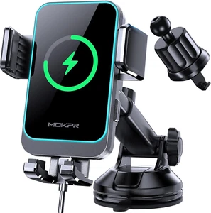 Wireless Car Charger, 15W Fast Charging Auto Clamping Dashboard Windshield Air - Picture 1 of 6