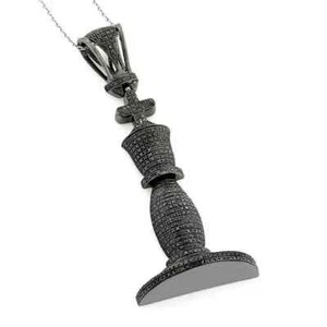 1.2Ct Black Lab Created Diamond Chess King Piece Pendant 14k Black Gold Plated - Picture 1 of 4