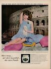1959 Health Beauty Ponds Cold Cream 50S Vintage Print Ad Rome Italy Woman Kitten