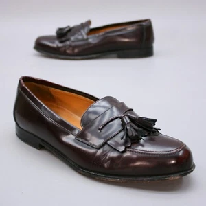 Mezlan Men's 9.5 W Santander Burgundy Leather Kiltie Tassle Slip-on Kilt Loafers - Picture 1 of 12