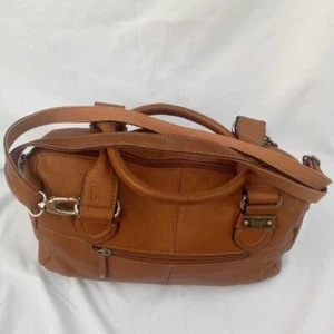 Tignanello Pebbled Women's Leather Brown Double Handle top handle Handbag Purse - Picture 1 of 24