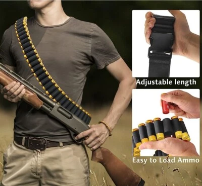 Tactical Shotgun Shell Bandolier Belt 12/20 Ga Ammo Holder for Hunting 29 Rounds - Image 1 of 4