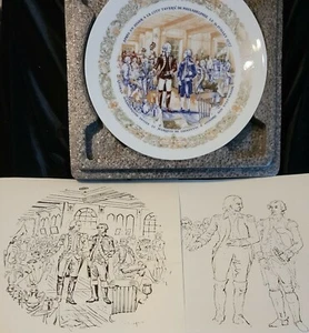 D'Arceau LIMOGES Handmade Lafayette Legacy plate 3 * Geo Washington Drawings/COA - Picture 1 of 8