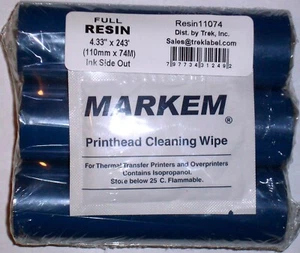 Full Resin Thermal Transfer Ribbon 3 Rolls - 4.33" x 243' on 1/2" core w/PH Wipe - Picture 1 of 1