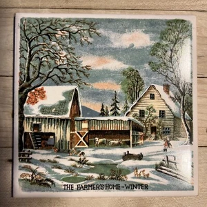 The Farmer’s Home Winter Ceramic Tile 4x4 Hot Plate Decorative Vintage - Picture 1 of 2