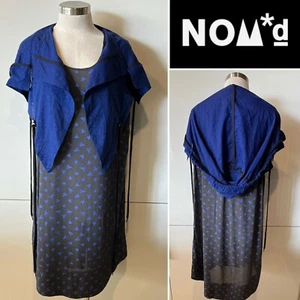 NOM*d New Zealand Steel Grey, Bt Blue Insect print Dress, Hood Jacket 10Aust/6US - Picture 1 of 10